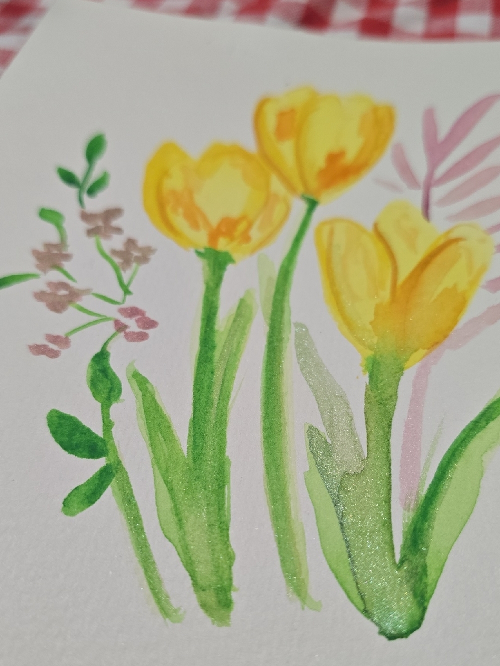 Yellow Tulip Watercolor Floral CARD - Picture 2 of 3